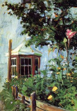House with a Bay Window in the Garden Artwork by Egon Schiele
