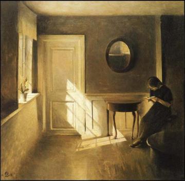 Girl Reading A Letter In An Interior Artwork by Peter Ilsted