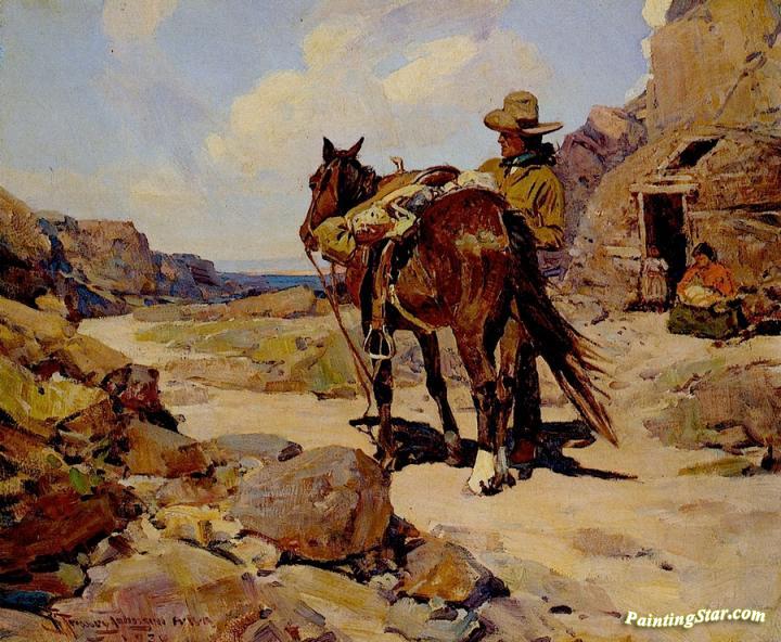 Back From The Trading Post Artwork by Frank Tenney Johnson