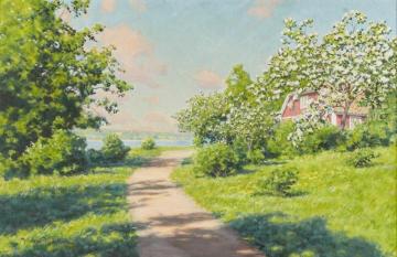 House on the lake Artwork by Johan Krouthén