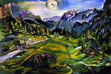 Dolomite Landscape Artwork by Oskar Kokoschka