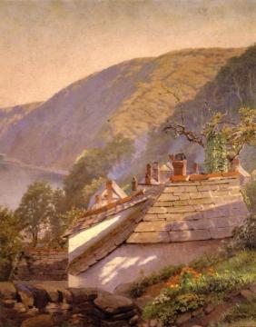 Clovelly, House and Headland Artwork by Anna Mary Richards Brewster