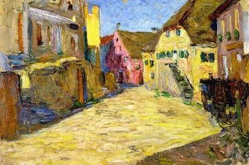 Pink Landscape Artwork by Wassily Kandinsky