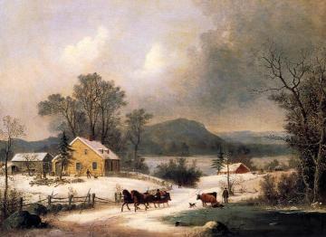 A Sleigh Ride in the Snow Artwork by George Henry Durrie