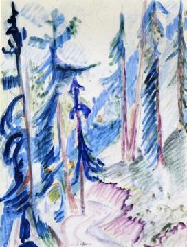 Waldweg Artwork by Ernst Ludwig Kirchner