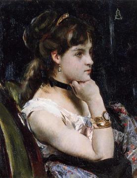 Woman Wearing a Bracelet Artwork by Alfred Stevens
