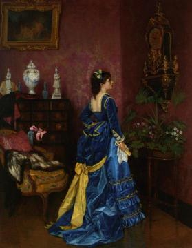 The Blue Dress Artwork by Auguste Toulmouche