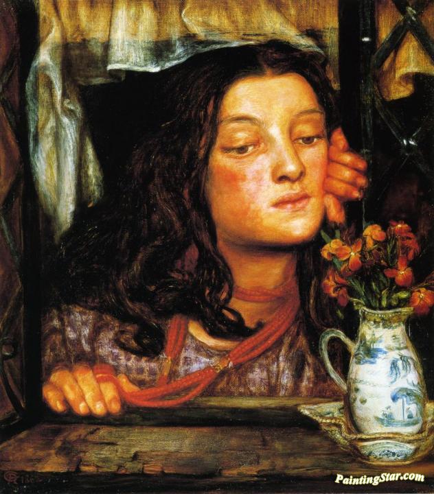 Girl at Lattice Artwork by Dante Gabriel Rossetti
