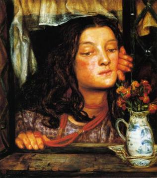 Girl at Lattice Artwork by Dante Gabriel Rossetti