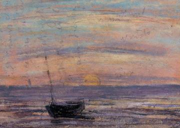 Fishing Boat Artwork by Eugène-Louis Boudin