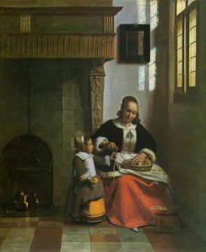 Woman Peeling Apples Artwork by Pieter de Hooch