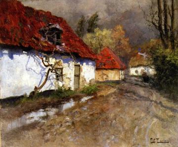 A Figure On A Village Path In Normandy Artwork by Fritz Thaulow