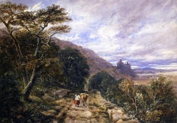 A Country Track Leading To Harlech Castle Artwork by David Cox