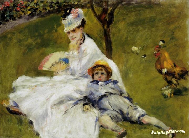 Camille Monet and Her Son Jean in the Garden at Argenteuil Artwork by Pierre Auguste Renoir