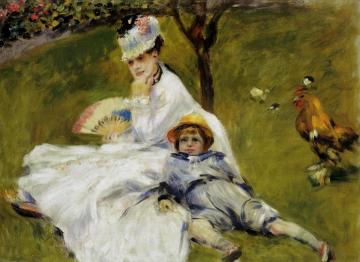 Camille Monet and Her Son Jean in the Garden at Argenteuil Artwork by Pierre Auguste Renoir