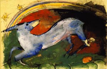 Bluish Fabulous Beast Artwork by Franz Marc