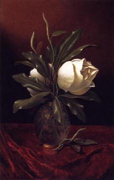 Two Magnolia Blossoms in a Glass Vase Artwork by Martin Johnson Heade
