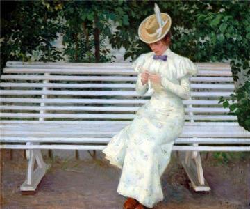 Lady on a Bench Artwork by Paul Gustave Fischer