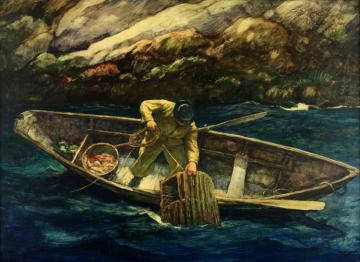 Deep Cove Lobster Man Artwork by Newell Convers (N.C.) Wyeth