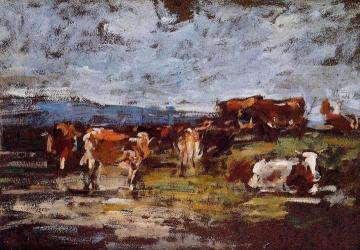 Cows in Pasture Artwork by Eugène-Louis Boudin