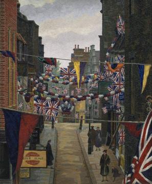Flask Walk, Hampstead, On Coronation Day Artwork by Charles Ginner