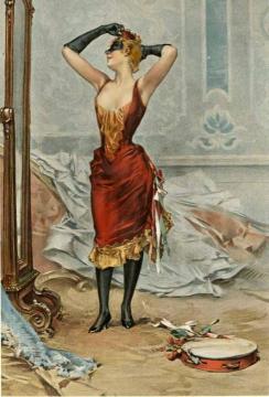 Woman in a masquerade costume looking in a mirror Artwork by Frederik Henrdik Kaemmerer