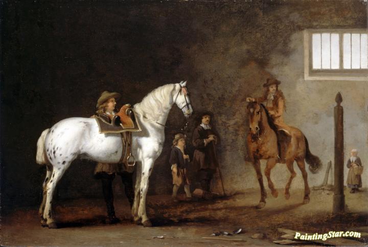 White Horse In A Riding School Artwork by Abraham van Calraet