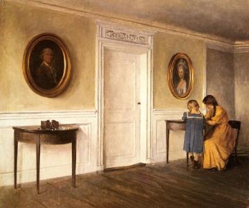 Two Of The Artist's Daughters At Liselund Artwork by Peter Ilsted