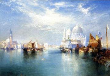 Venetian Canal Scene Artwork by Thomas Moran