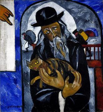 Rabbi With Cat Artwork by Natalia Goncharova