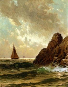 Sailboats Off A Rocky Shore Artwork by Alfred Thompson Bricher
