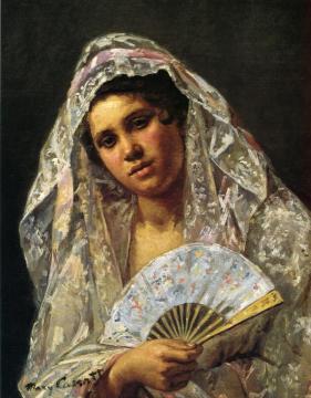 Spanish Dancer Wearing a Lace Mantilla Artwork by Mary Cassatt