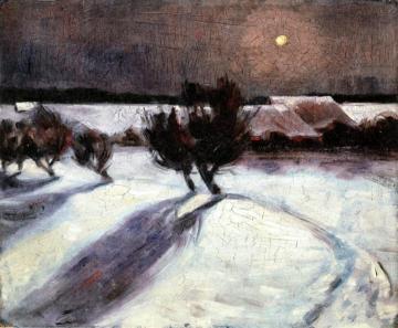 Snow Landscape In The Moonlight Artwork by Max Beckmann