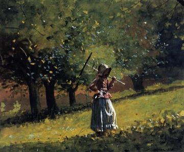 Girl With A Hay Rake Artwork by Winslow Homer