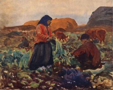 Digging beets Artwork by Leon Jan Wyczolkowski