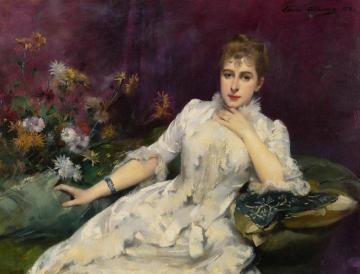 The Lady With The Flowers (la Dame Avec Les Fleurs) Artwork by Louise Abbema