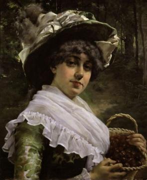 Cherry Girl Artwork by Albert Edelfelt