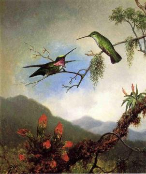 Amethyst Hummingbirds Artwork by Martin Johnson Heade