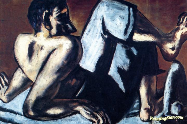 Half Nude Clown. Artist Artwork by Max Beckmann