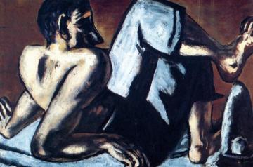 Half Nude Clown. Artist Artwork by Max Beckmann