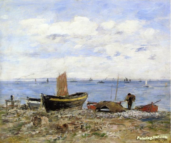 Shore at Sainte-Adresse, Low Tide Artwork by Eugène-Louis Boudin