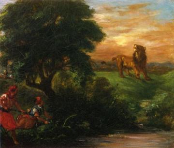 The Lion Hunt Artwork by Eugène Delacroix