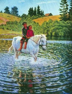 Children on a Horse Artwork by Nikolai Petrovich Bogdanov-belsky