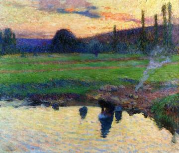 La Lavandière au bord de l'Eau Artwork by Henri Martin