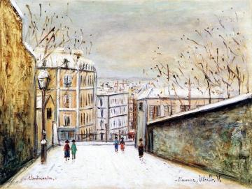 Rue Du Mont-cenis In Montmartre, In The Snow Artwork by Maurice Utrillo
