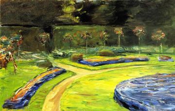 Circular Flower Bed in the Hedge Garden Artwork by Max Liebermann