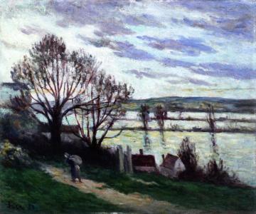 Rolleboise, The Coast and Flood Artwork by Maximilien Luce