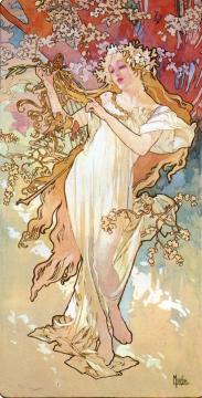 The Four Seasons: Spring Artwork by Alfons Maria Mucha