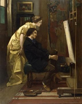 The Painter And His Model Artwork by Alfred Stevens