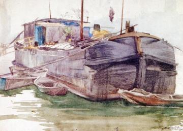 Black Barge, Paris Artwork by Frank Nelson Wilcox